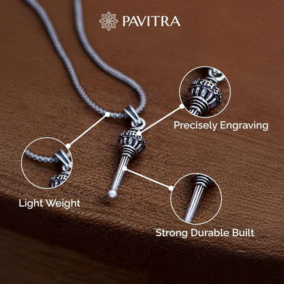 Silver-Plated Hanuman Ji Gada Pendant with Chain