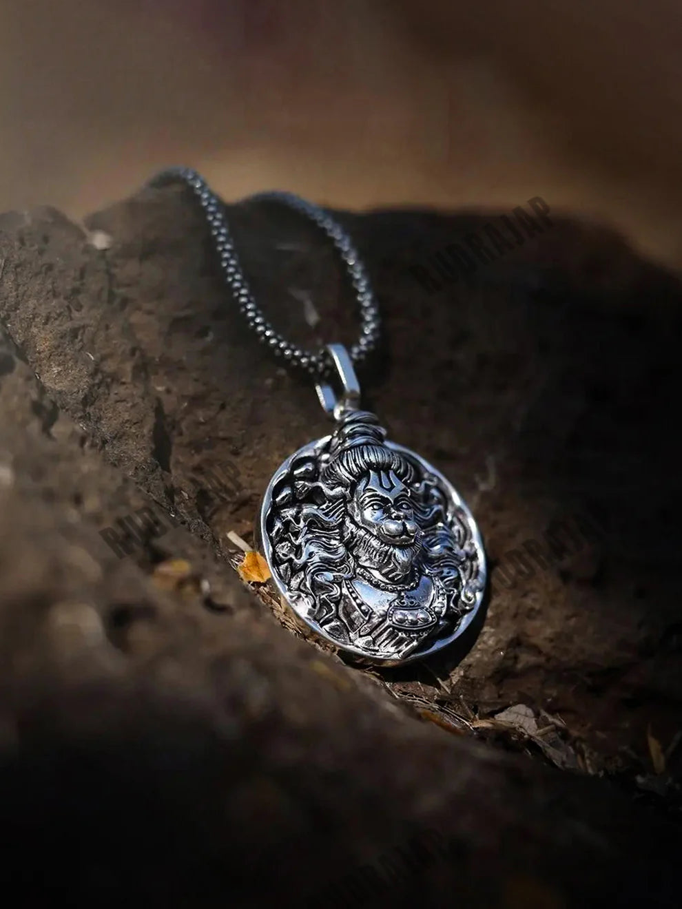 Hanuman Ji Pendant Oxodaised Silver Chain