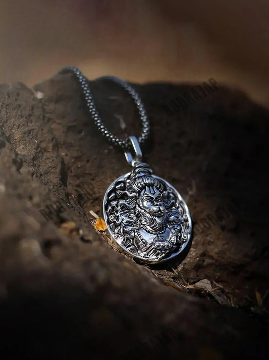 Hanuman Ji Pendant Oxodaised Silver Chain